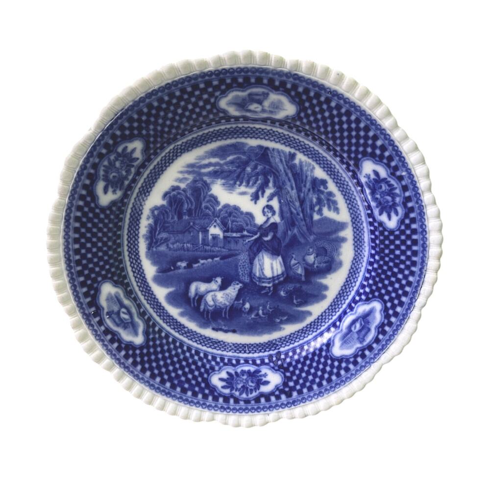 Adams Ironstone Old English Rural Scenes Blue Transferware 10" Antique Plate